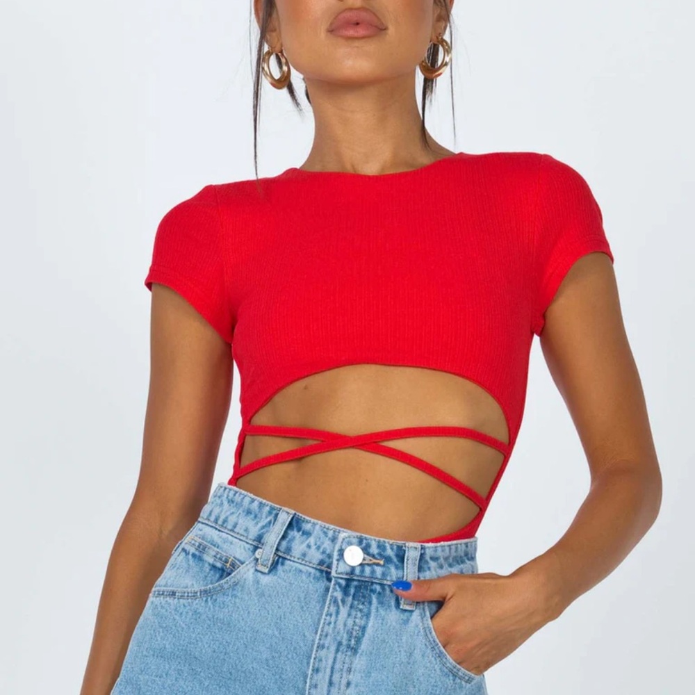 Princess Polly Red Cut-Out Crop Top